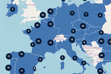 Map of Europe showing EPAS members